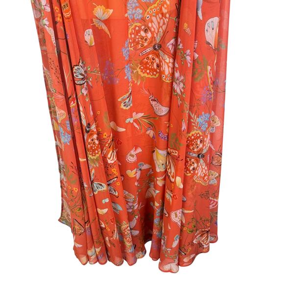 NWT My Beachy Side Begonia Flowy Cut-Out Floral Orange Maxi Dress Ring Small S - Picture 11 of 16